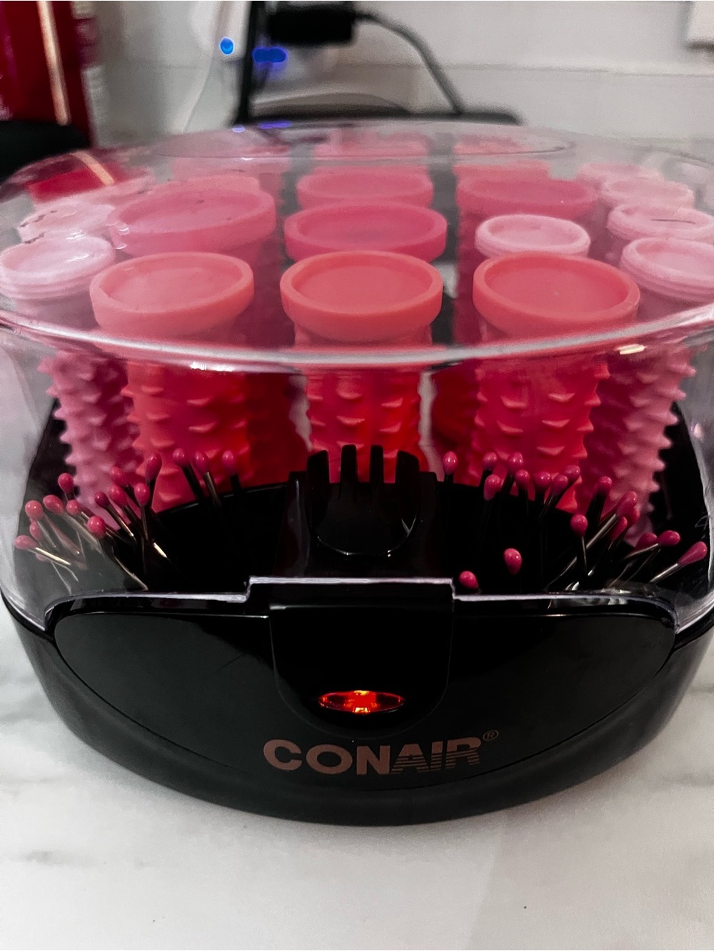CONAIR Instant Heat Hot Rollers Hair Setter Set 20 Multi-Size Pink Curlers Clips